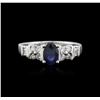 Image 1 : 14KT White Gold 0.90ct Sapphire and Diamond Ring