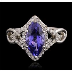 14KT White Gold 2.28ct Tanzanite and Diamond Ring