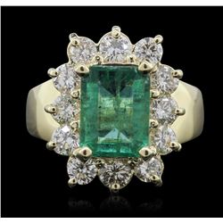 14KT Yellow Gold 1.95ct Emerald and Diamond Ring