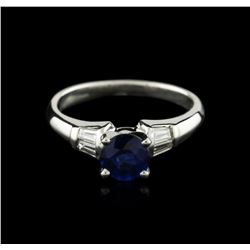 14KT White Gold 0.95ct Sapphire and Diamond Ring