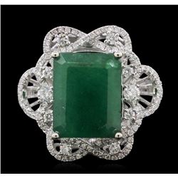 14KT White Gold 7.31ct Emerald and Diamond Ring