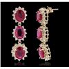 Image 2 : 14KT Yellow Gold 13.98ctw Ruby and Diamond Earrings