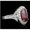 Image 2 : 14KT White Gold 6.61ct Ruby and Diamond Ring