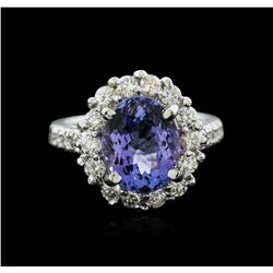 14KT White Gold 3.82ct Tanzanite and Diamond Ring