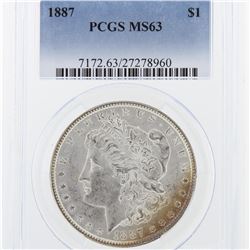 1887 Morgan Silver Dollar PCGS Graded MS63