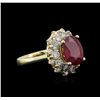 Image 2 : 14KT Yellow Gold 3.55ct Ruby and Diamond Ring