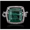 Image 1 : 14KT White Gold 3.85ct Emerald and Diamond Ring