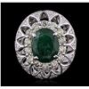 Image 1 : 14KT White Gold 2.89ct Emerald and Diamond Ring
