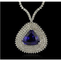 18KT White Gold 24.23ct Tanzanite and Diamond Necklace