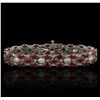 Image 1 : 14KT White Gold 27.36ctw Ruby and Diamond Bracelet