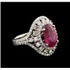 Image 2 : 14KT White Gold 2.67ct Ruby and Diamond Ring