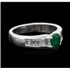 Image 2 : 14KT White Gold 0.43ct Emerald and Diamond Ring