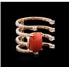 Image 2 : 14KT Rose Gold 3.06ct Coral and Diamond Ring