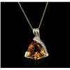 Image 2 : 10KT Yellow Gold 3.25ct Yellow Topaz and Diamond Pendant With Chain