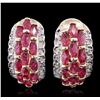 Image 1 : 14KT Yellow Gold 4.16ctw Ruby and Diamond Earrings