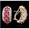 Image 2 : 14KT Yellow Gold 4.16ctw Ruby and Diamond Earrings