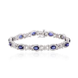 14KT White Gold 5.72ctw Sapphire and Diamond Bracelet