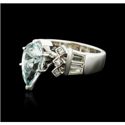 Platinum 2.07ct Aquamarine and Diamond Ring