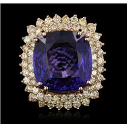 14KT Rose Gold 25.52ct GIA Certified Tanzanite and Diamond Ring