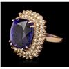 Image 2 : 14KT Rose Gold 25.52ct GIA Certified Tanzanite and Diamond Ring
