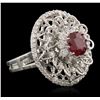 Image 2 : 14KT White Gold 1.80ct Ruby and Diamond Ring