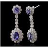 Image 2 : 14KT White Gold 3.22ctw Tanzanite and Diamond Earrings