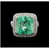 Image 1 : 18KT White Gold 9.78ct Emerald and Diamond Ring