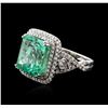 Image 2 : 18KT White Gold 9.78ct Emerald and Diamond Ring