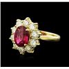 Image 2 : 14KT Yellow Gold 3.55ct Ruby and Diamond Ring