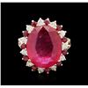 Image 1 : 14KT Yellow Gold 13.48ctw Ruby and Diamond Ring