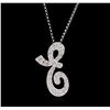 Image 1 : 14KT White Gold 0.18ctw Diamond Pendant With Chain