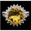 Image 1 : 14KT White Gold 4.03ct Citrine and Diamond Ring