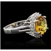 Image 2 : 14KT White Gold 4.03ct Citrine and Diamond Ring