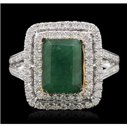 14KT Two-Tone Gold 2.53ct Emerald and Diamond Ring