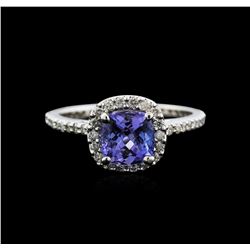 14KT White Gold 1.11ct Tanzanite and Diamond Ring