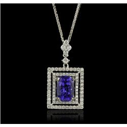 14KT White Gold 2.47ct Tanzanite and Diamond Pendant