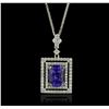 Image 1 : 14KT White Gold 2.47ct Tanzanite and Diamond Pendant