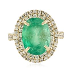 14KT Yellow Gold GIA Certified 7.45ct Emerald and Diamond Ring