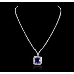 18KT White Gold 12.86ct Tanzanite and Diamond Necklace