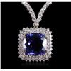 Image 2 : 18KT White Gold 12.86ct Tanzanite and Diamond Necklace