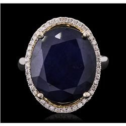 14KT Two-Tone Gold 13.11ct Sapphire and Diamond Ring