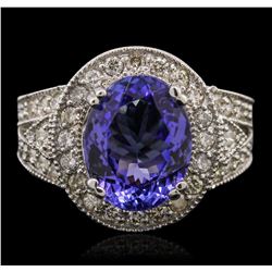 14KT White Gold 5.21ct Tanzanite and Diamond Ring