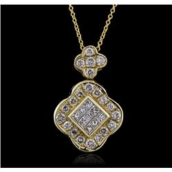 14KT and 18KT Yellow Gold 1.02ctw Diamond Pendant With Chain