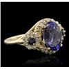 Image 2 : 14KT Yellow Gold 4.01ct Tanzanite, Sapphire and Diamond Ring
