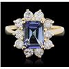 Image 1 : 14KT Yellow Gold 2.86ct Tanzanite and Diamond Ring
