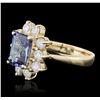 Image 2 : 14KT Yellow Gold 2.86ct Tanzanite and Diamond Ring