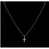 Image 1 : 14KT Yellow Gold 0.10ctw Diamond Cross Pendant With Chain