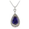 Image 1 : 14KT White Gold GIA Certified 17.24ct Tanzanite and Diamond Pendant With Chain