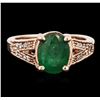 Image 1 : 14KT Rose Gold 2.18ct Emerald and Diamond Ring