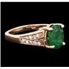 Image 2 : 14KT Rose Gold 2.18ct Emerald and Diamond Ring